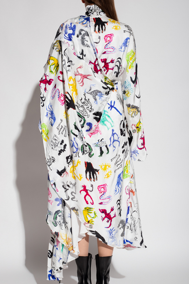 【BALENCIAGA】アイコンプリントコットンドレス SchaferandweinerShops Anguilla - Printed asymmetrical dress